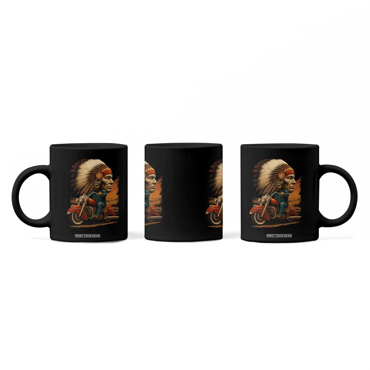 Indian American Rider Coffee Mug Vintage Native American Motorcycle TS11 Print Your Wear