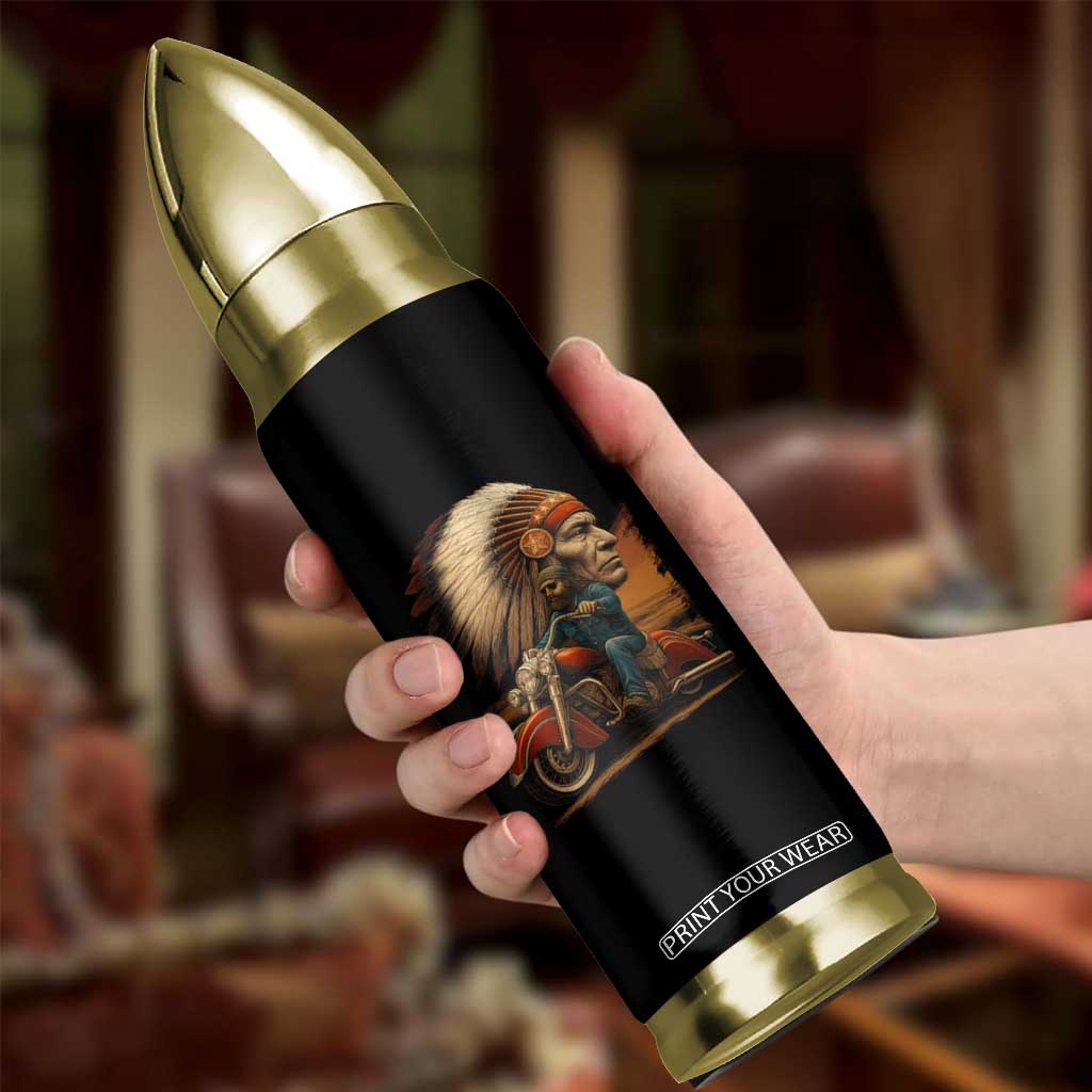 Indian American Rider Bullet Tumbler Vintage Native American Motorcycle TS11 Print Your Wear