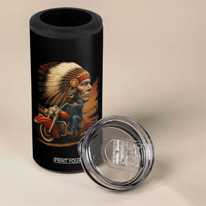 Indian American Rider 4 in 1 Can Cooler Tumbler Vintage Native American Motorcycle TS11 Print Your Wear
