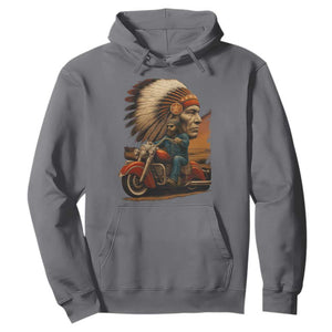 Indian American Rider Hoodie Vintage Native American Motorcycle TS11 Charcoal Print Your Wear