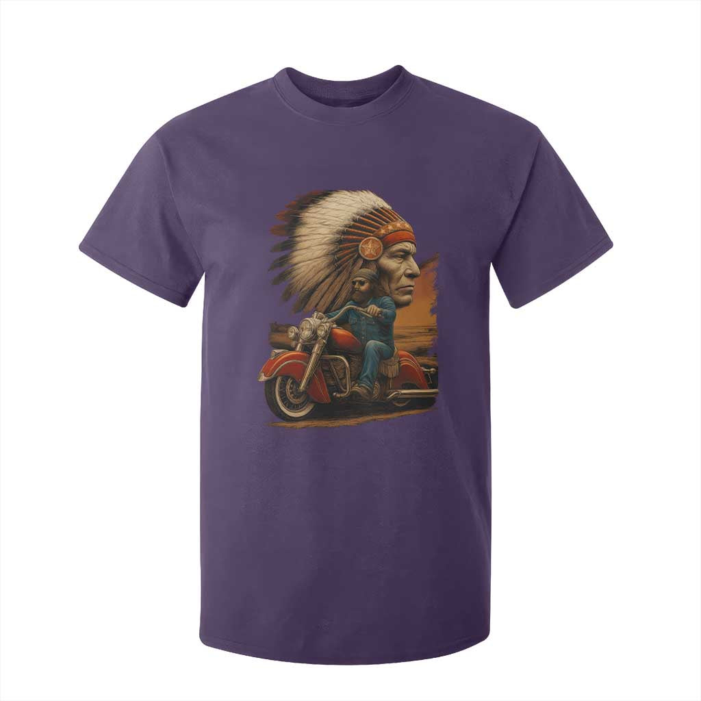Indian American Rider T Shirt For Kid Vintage Native American Motorcycle TS11 Purple Print Your Wear