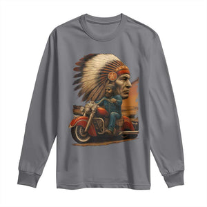 Indian American Rider Long Sleeve Shirt Vintage Native American Motorcycle TS11 Charcoal Print Your Wear