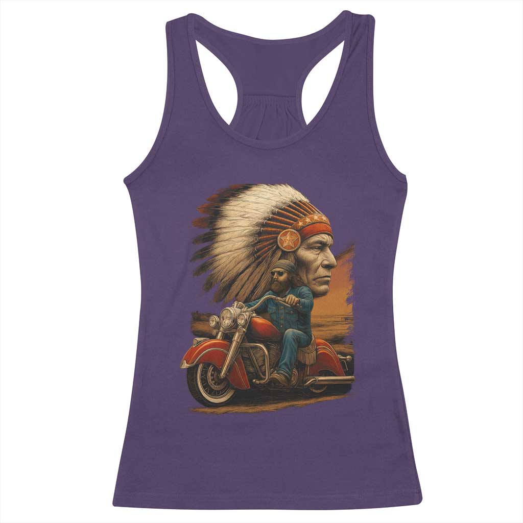 Indian American Rider Racerback Tank Top Vintage Native American Motorcycle TS11 Purple Print Your Wear