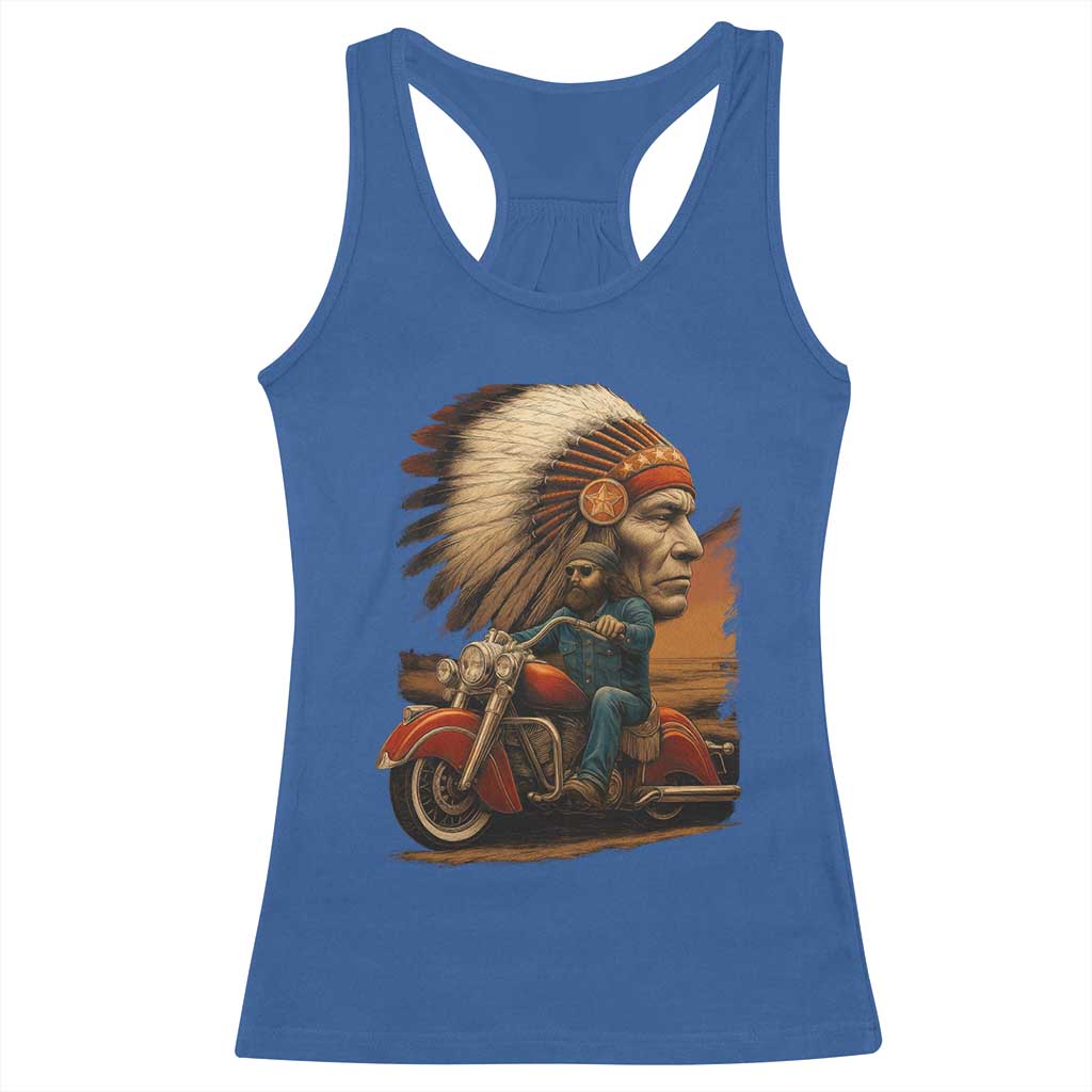 Indian American Rider Racerback Tank Top Vintage Native American Motorcycle TS11 Royal Blue Print Your Wear