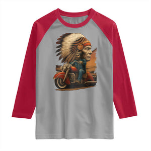 Indian American Rider Raglan Shirt Vintage Native American Motorcycle TS11 Sport Gray Red Print Your Wear