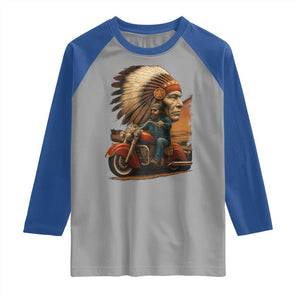 Indian American Rider Raglan Shirt Vintage Native American Motorcycle TS11 Sport Gray Royal Print Your Wear