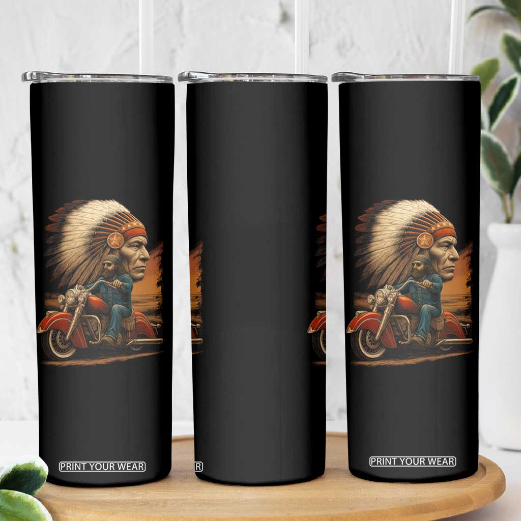 Indian American Rider Skinny Tumbler Vintage Native American Motorcycle TS11 Print Your Wear