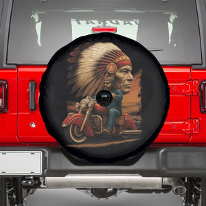 Indian American Rider Spare Tire Cover Vintage Native American Motorcycle TS11 Black Print Your Wear