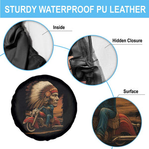 Indian American Rider Spare Tire Cover Vintage Native American Motorcycle TS11 Print Your Wear