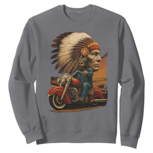 Indian American Rider Sweatshirt Vintage Native American Motorcycle TS11 Charcoal Print Your Wear