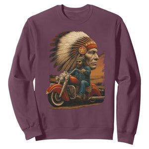 Indian American Rider Sweatshirt Vintage Native American Motorcycle TS11 Maroon Print Your Wear