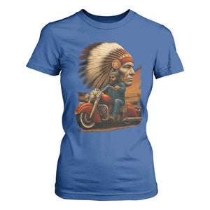 Indian American Rider T Shirt For Women Vintage Native American Motorcycle TS11 Royal Blue Print Your Wear