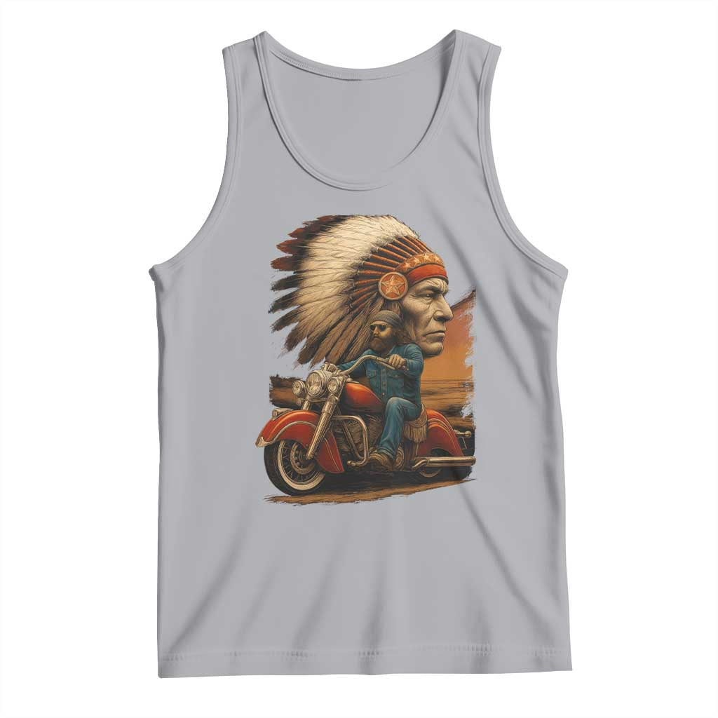 Indian American Rider Tank Top Vintage Native American Motorcycle TS11 Athletic Heather Print Your Wear