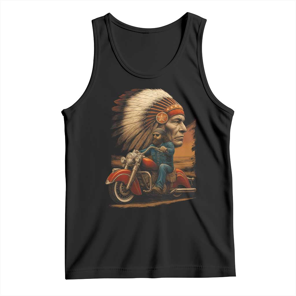 Indian American Rider Tank Top Vintage Native American Motorcycle TS11 Black Print Your Wear