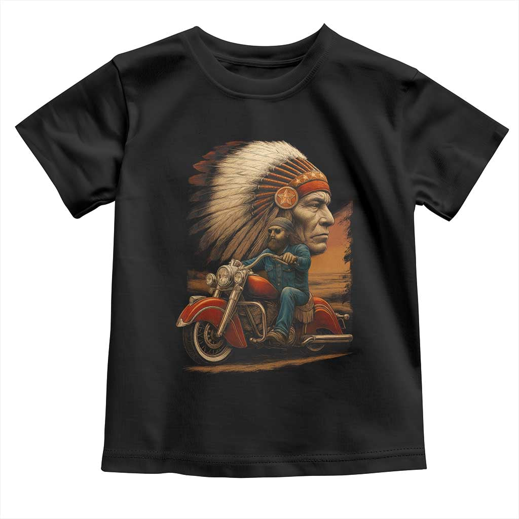 Indian American Rider Toddler T Shirt Vintage Native American Motorcycle TS11 Black Print Your Wear