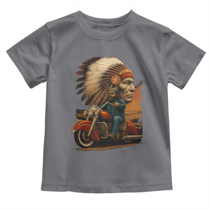 Indian American Rider Toddler T Shirt Vintage Native American Motorcycle TS11 Charcoal Print Your Wear
