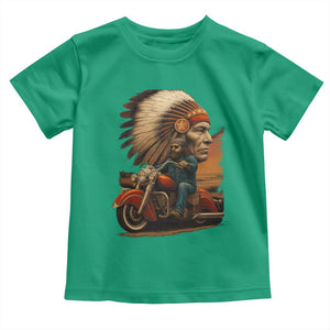 Indian American Rider Toddler T Shirt Vintage Native American Motorcycle TS11 Irish Green Print Your Wear