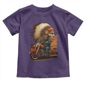 Indian American Rider Toddler T Shirt Vintage Native American Motorcycle TS11 Purple Print Your Wear