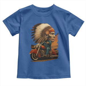 Indian American Rider Toddler T Shirt Vintage Native American Motorcycle TS11 Royal Blue Print Your Wear