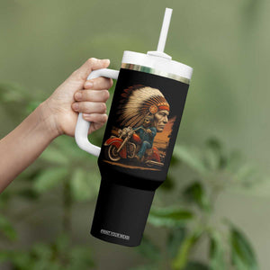 Indian American Rider Tumbler With Handle Vintage Native American Motorcycle TS11 Print Your Wear