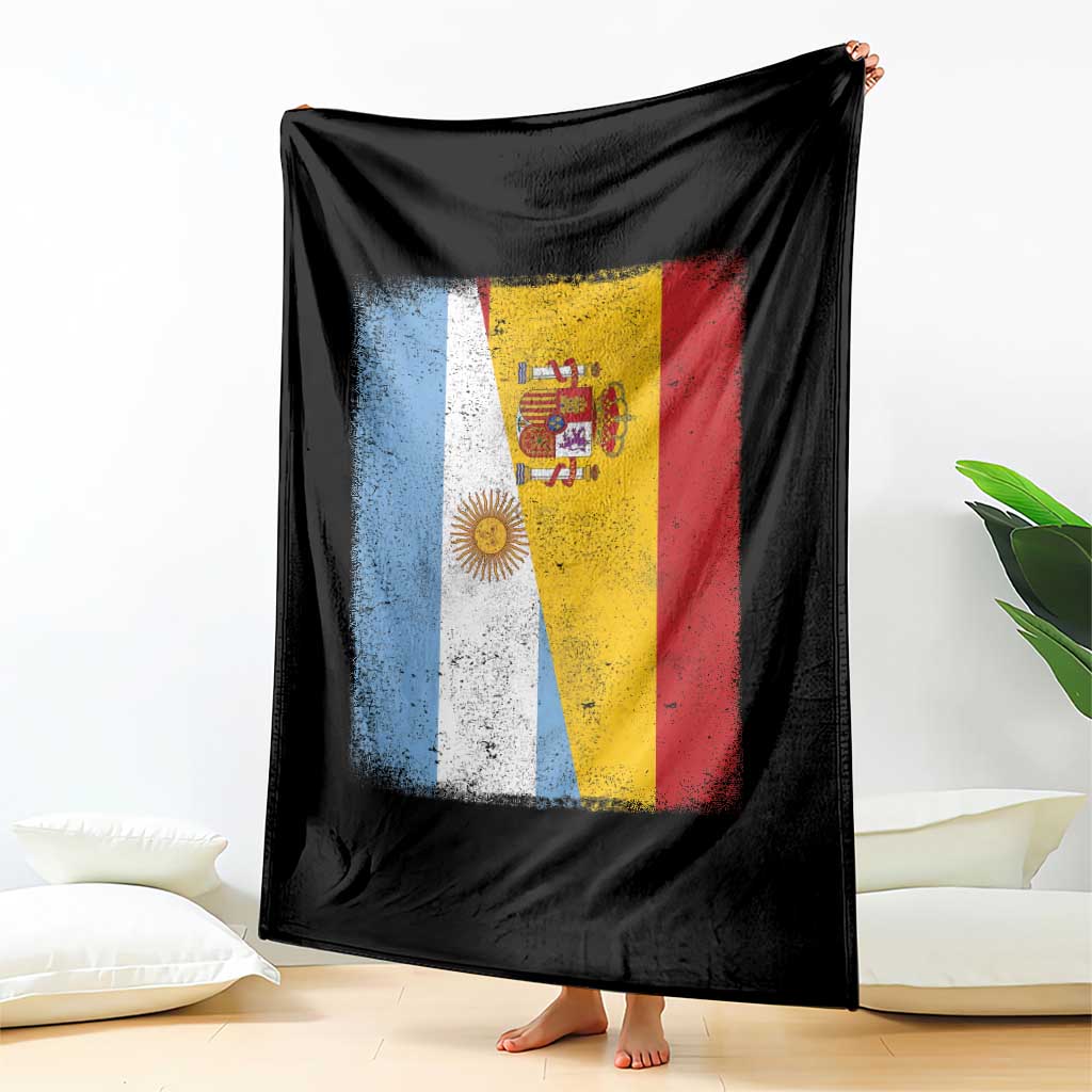 Spain Argentina Half Flag Spanish Argentinian Roots Throw Blanket