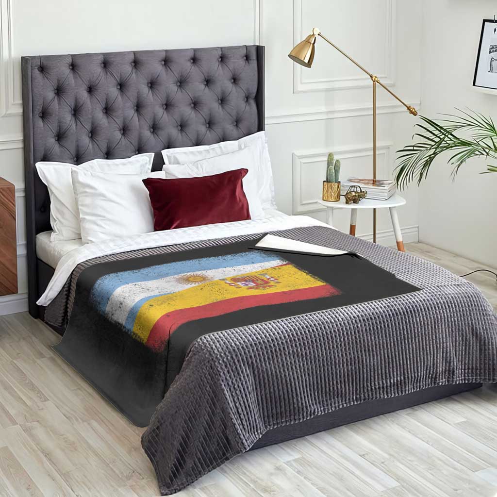 Spain Argentina Half Flag Spanish Argentinian Roots Throw Blanket