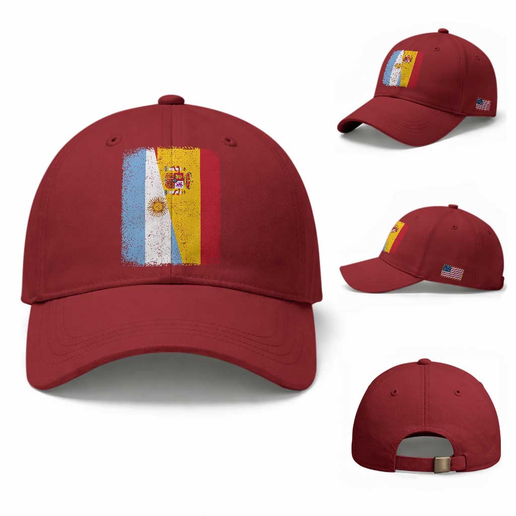 Spain Argentina Half Flag Spanish Argentinian Roots Baseball Cap