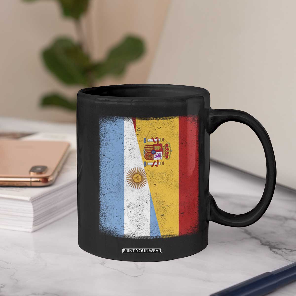 Spain Argentina Half Flag Spanish Argentinian Roots Coffee Mug