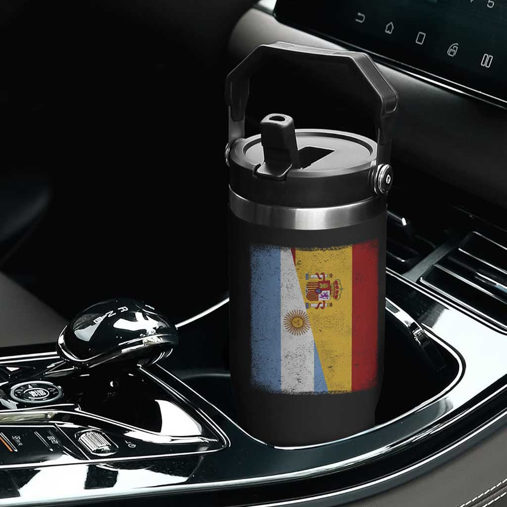 Spain Argentina Half Flag Spanish Argentinian Roots Flip Straw Tumbler