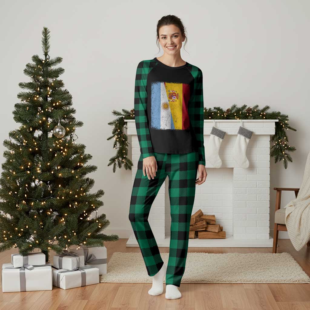Spain Argentina Half Flag Spanish Argentinian Roots Plaid Pajama Set