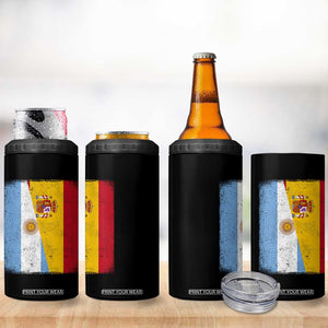 Spain Argentina Half Flag Spanish Argentinian Roots 4 in 1 Can Cooler Tumbler
