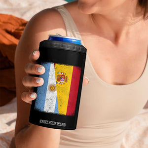 Spain Argentina Half Flag Spanish Argentinian Roots 4 in 1 Can Cooler Tumbler