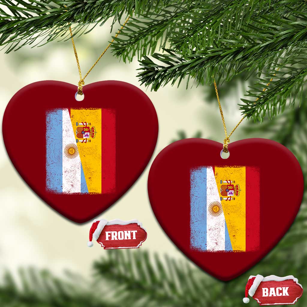 Spain Argentina Half Flag Spanish Argentinian Roots Ceramic Ornament