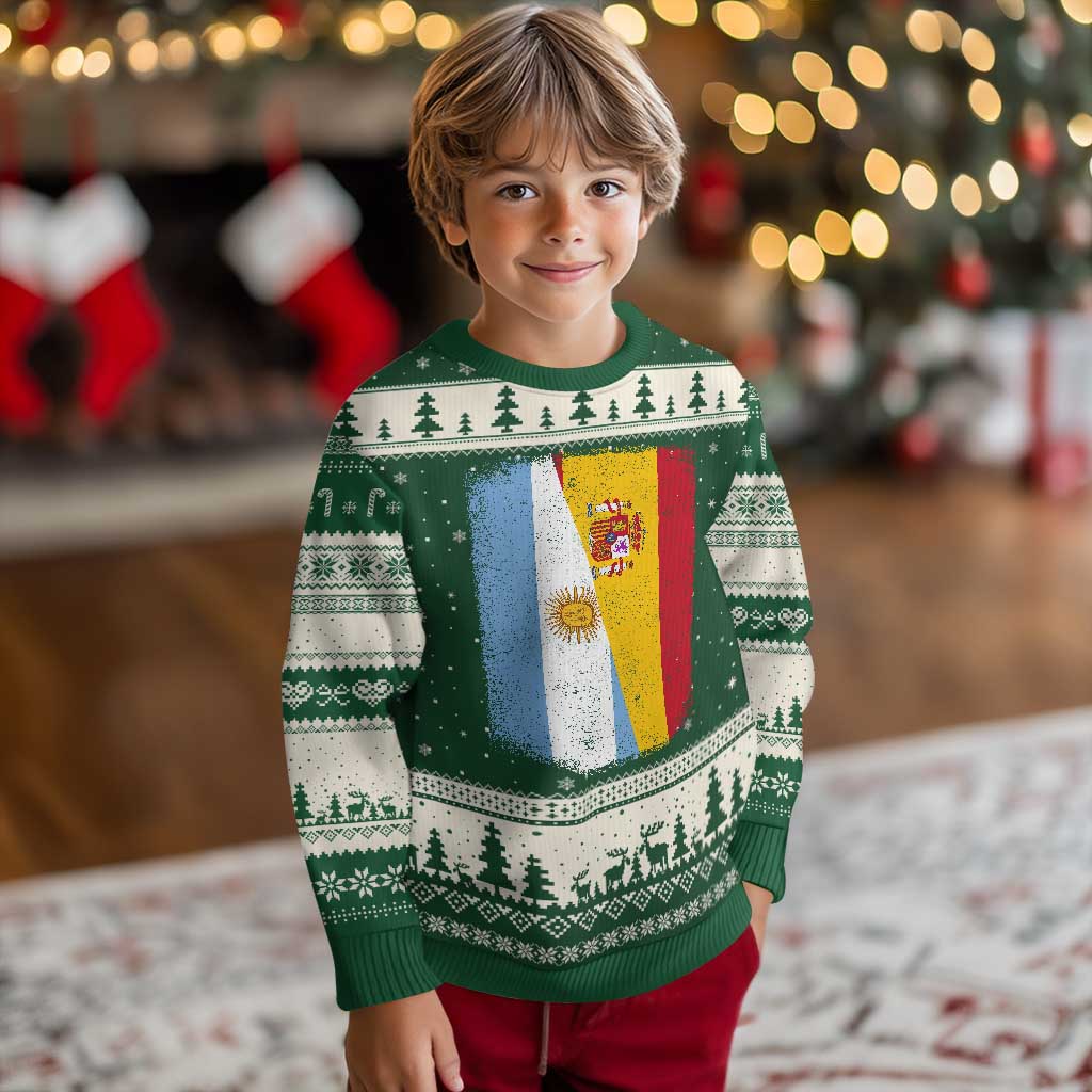 Spain Argentina Half Flag Spanish Argentinian Roots Ugly Christmas Sweater