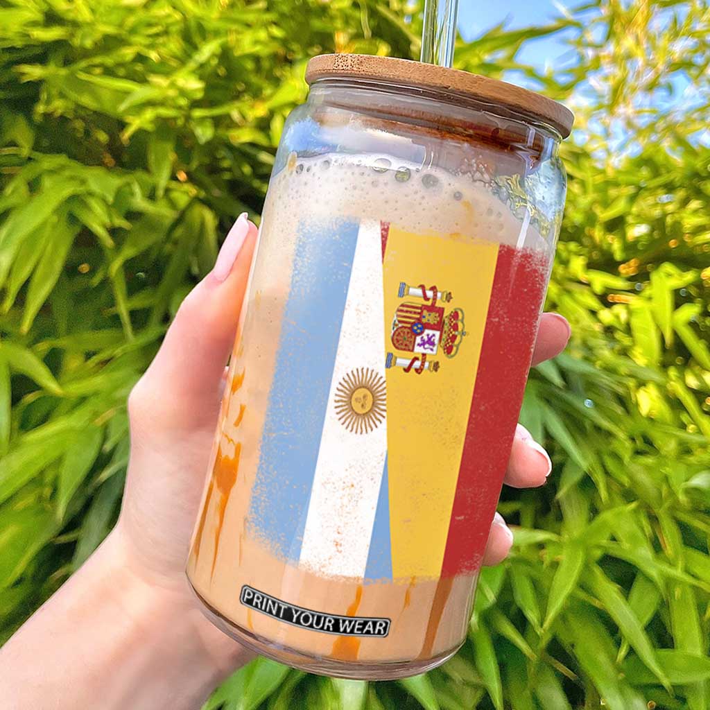 Spain Argentina Half Flag Spanish Argentinian Roots Glass Can