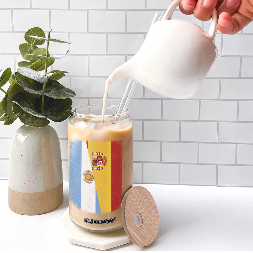 Spain Argentina Half Flag Spanish Argentinian Roots Glass Can