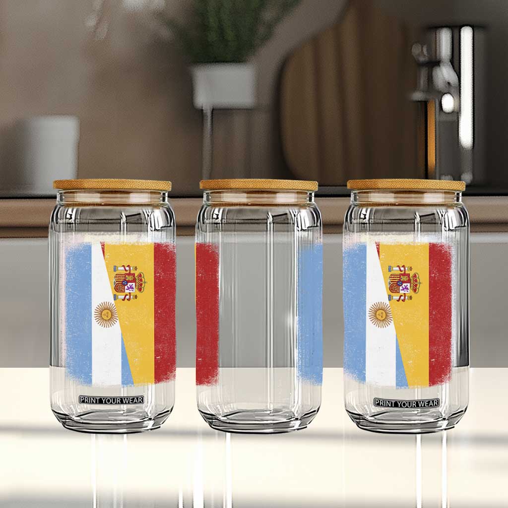 Spain Argentina Half Flag Spanish Argentinian Roots Glass Can