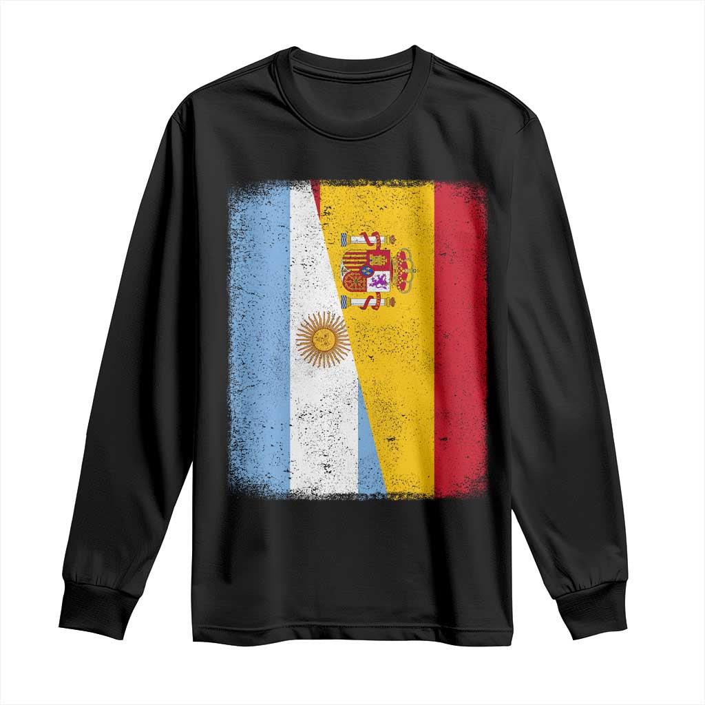 Spain Argentina Half Flag Spanish Argentinian Roots Long Sleeve Shirt
