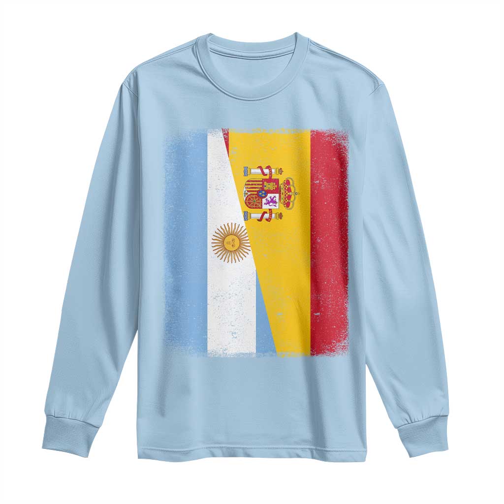 Spain Argentina Half Flag Spanish Argentinian Roots Long Sleeve Shirt