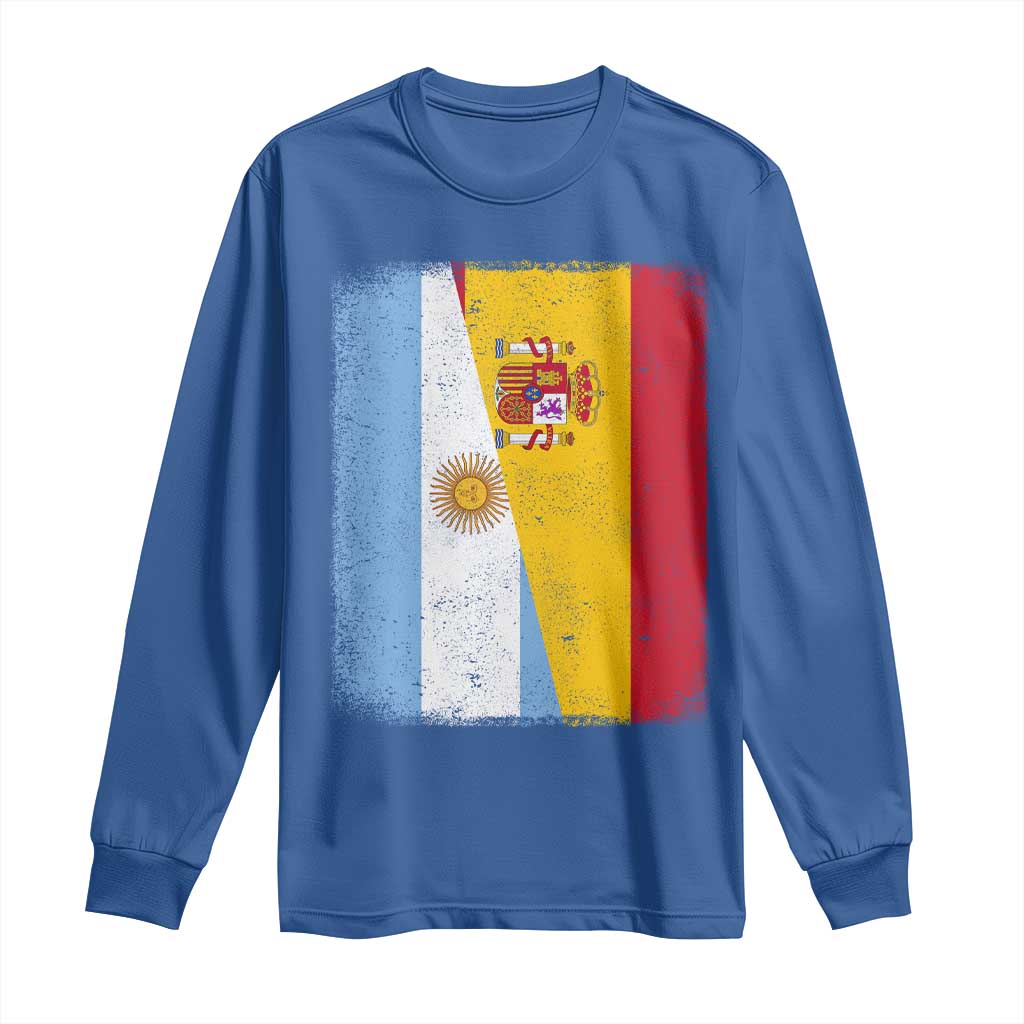 Spain Argentina Half Flag Spanish Argentinian Roots Long Sleeve Shirt