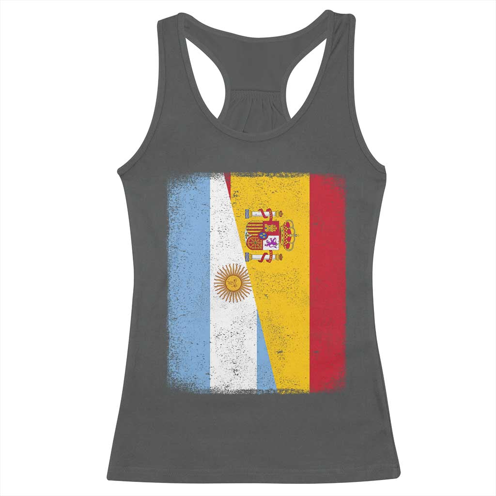 Spain Argentina Half Flag Spanish Argentinian Roots Racerback Tank Top