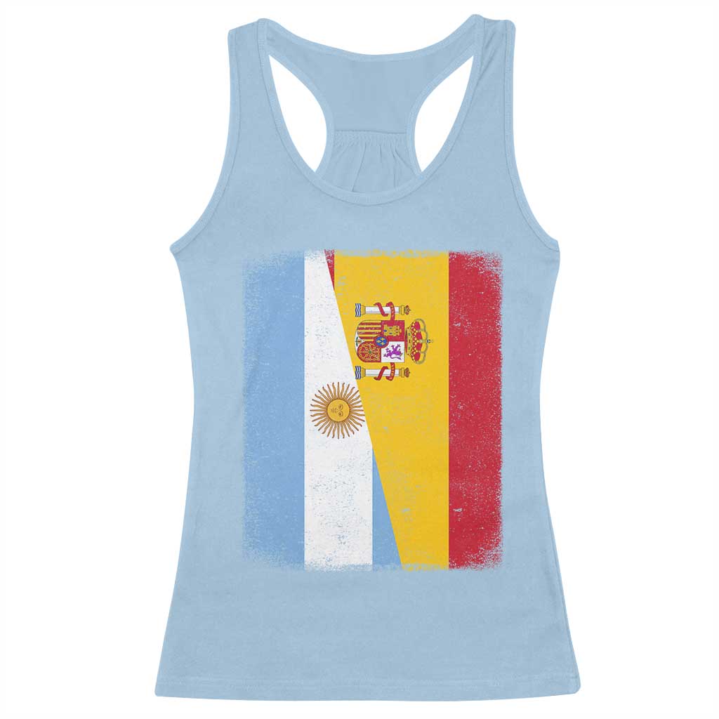 Spain Argentina Half Flag Spanish Argentinian Roots Racerback Tank Top