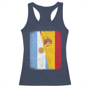 Spain Argentina Half Flag Spanish Argentinian Roots Racerback Tank Top