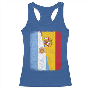 Spain Argentina Half Flag Spanish Argentinian Roots Racerback Tank Top