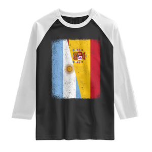 Spain Argentina Half Flag Spanish Argentinian Roots Raglan Shirt