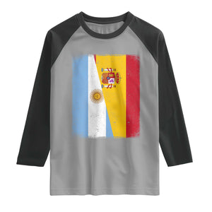 Spain Argentina Half Flag Spanish Argentinian Roots Raglan Shirt
