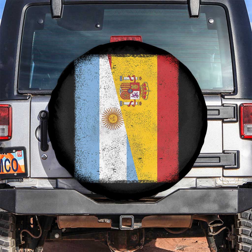 Spain Argentina Half Flag Spanish Argentinian Roots Spare Tire Cover