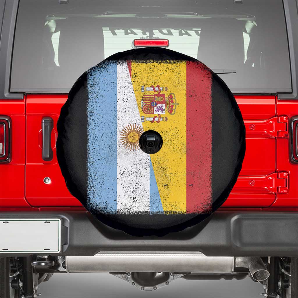 Spain Argentina Half Flag Spanish Argentinian Roots Spare Tire Cover