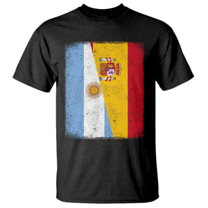 Spain Argentina Half Flag Spanish Argentinian Roots T Shirt