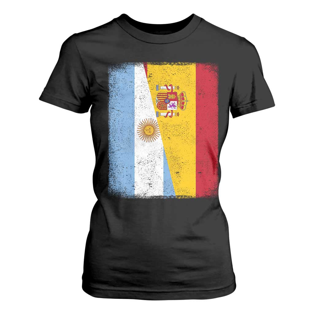 Spain Argentina Half Flag Spanish Argentinian Roots T Shirt For Women TS11 Black Print Your Wear